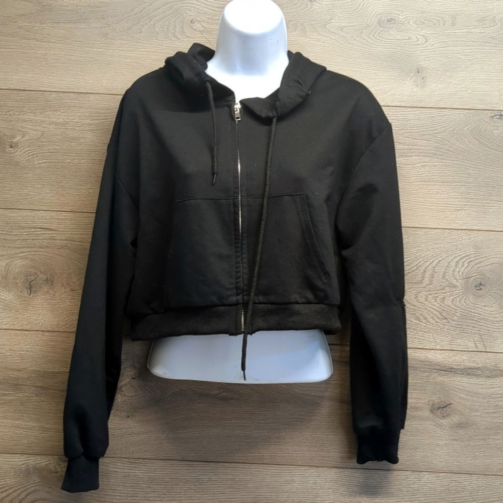 ROMWE Cropped Zip Up Hoodie Womens Size Medium